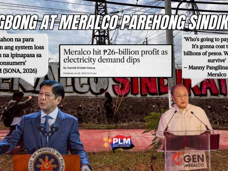 Pahayag ng Partido Lakas ng Masa (PLM) sa kung gaano Kagahaman ang Meralco at sa Hungkag na Pangako ni Marcos&nbsp;Jr.